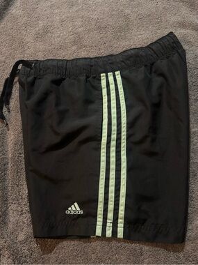 adidas Black Shorts with Mint Three-Stripe Tag
